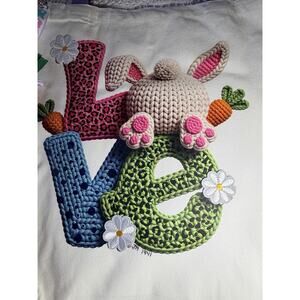 Easter Bunny Tail LOVE Canvas Tote Custom Design Embellish OOAK Basket Bag NEW